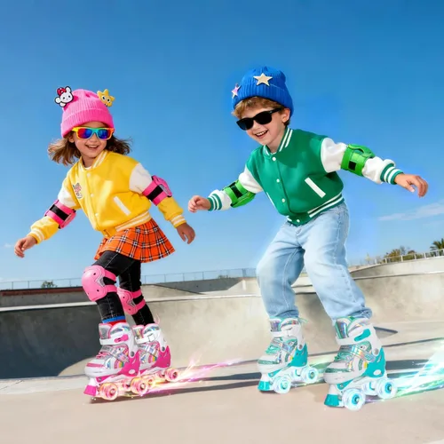Miniatura 2 de Nattork - Patines de ruedas para niñas, patines cuádruples ajustables en 4 tallas con todas las ruedas iluminadas - El mejor regalo de cumpleaños