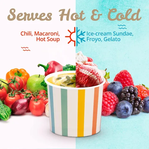 Miniatura 7 de MATICAN Tazas de helado de papel, 100 unidades de 11 onzas, cuencos desechables de postre para alimentos calientes o fríos, suministros de fiesta