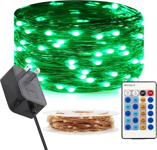 Miniatura 15 de RUICHEN Cadena de luces LED de alambre de cobre regulable de 33 pies, 100 luces LED enchufables con control remoto, blanco cálido