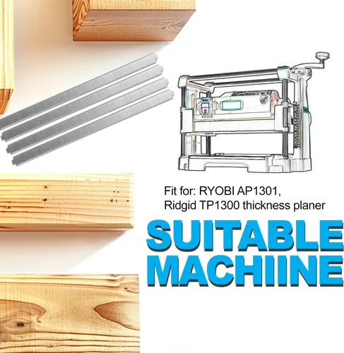 Miniatura 4 de Cuchillos para cepilladora eléctrica Ryobi AP1301 Ridgid AC8630 TP1300 TP13001 TP13002 TP13000 HSS de 13 pulgadas (4 unidades)