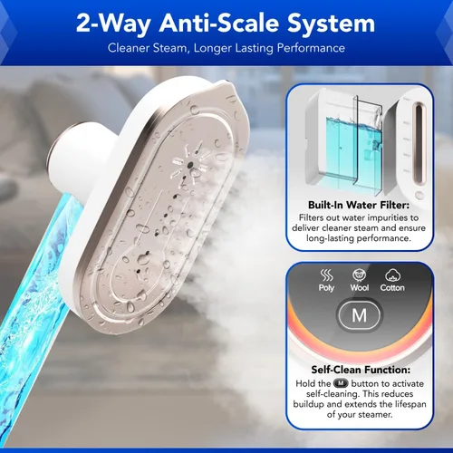 Miniatura 2 de Gearwiz Plancha de estación de vapor 2 en 1, vapor turboalimentado de 1550 W para ropa, calentamiento de 30 segundos, vapor de 3 niveles y planchado