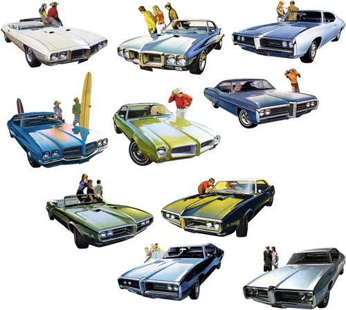 Calcomanías de pared, anuncios vintage de autos clásicos, calcomanías de vinilo extraíbles coloridas para pared, póster vintage