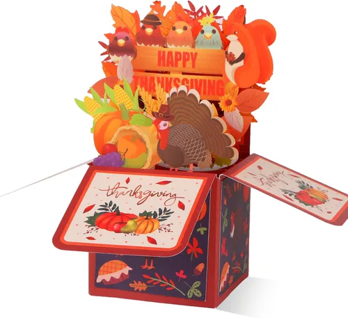 Miniatura 13 de D4DREAM Tarjeta musical de Acción de Gracias con luz, tarjetas y sobres de Acción de Gracias 3D para adultos, niños, novio, novia, decoración