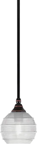 Miniatura 201 de Toltec Lighting Tallo Colgado Mini colgante, acabado de cobre negro, 3.5" cuadrado humo burbuja vidrio