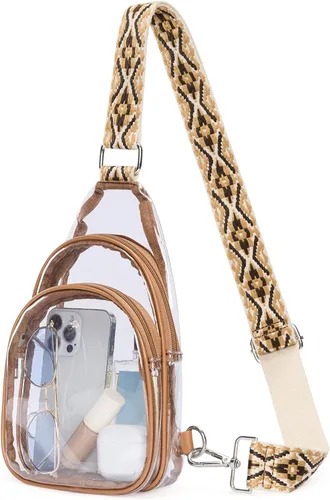 Miniatura 15 de CLUCI Bolsa transparente para eventos en estadios, bolsa cruzada transparente, monederos pequeños transparentes