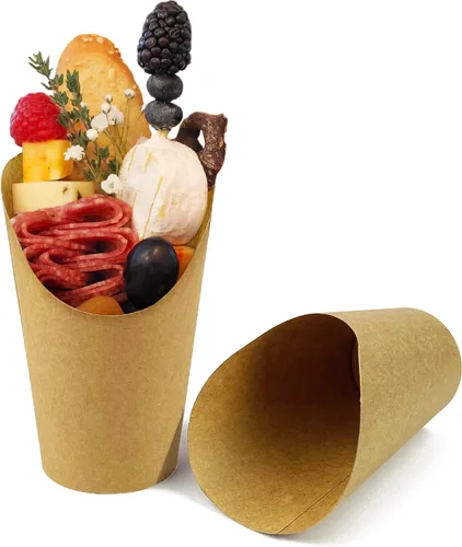 CAMKYDE 50 soportes para papas fritas, 12 onzas, desechables, de papel, tazas de charcutería para todas las ocasiones (12 onzas)