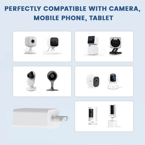Miniatura 2 de Adaptador de corriente Wyze Nest cam 5V 2A compatible con Blink Mini Pan, Ring Spotlight, iPhone Samsung Galaxy S7/S6/S5 Edge, Google Nexus USB
