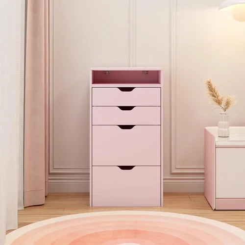 Miniatura 6 de Escritorio de tocador 3 en 1 para dormitorio con espejo iluminado superior abatible, tocador de maquillaje compacto de 17.9 pulgadas con 3 cajones