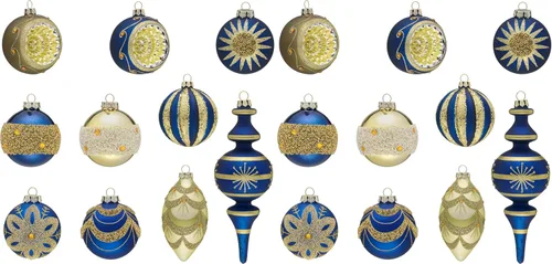 Valery Madelyn Juego de adornos de Navidad de cristal, 10 quilates, oro azul, mercurio, bolas de árbol de Navidad, decoración de lujo colgante de