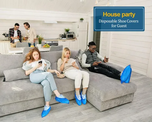 Miniatura 7 de Fundas para zapatos desechables reciclables, paquete de 200 (100 pares) de 15.7 pulgadas, fundas higiénicas para zapatos y botas impermeables