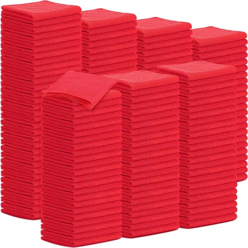 Miniatura 10 de Tenare Paquete de 100 paños de limpieza de microfibra de 12 x 12 pulgadas, trapos de limpieza reutilizables, toallas de microfibra a granel, paños