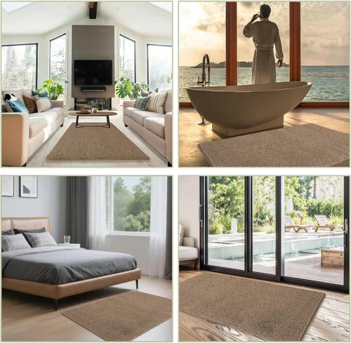 Miniatura 230 de Alfombra de baño pequeña de 12 x 18 pulgadas, lavable y absorbente, antideslizante, alfombra de baño de felpilla gruesa y suave para baño, ducha