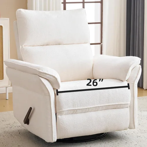 Miniatura 20 de Rocking Chair Nursery with Adjustable Headrest,Manual Swivel Rocker Recliner Nursery Chair with Overstuffed Armrest,Glider Rocker Recliner for