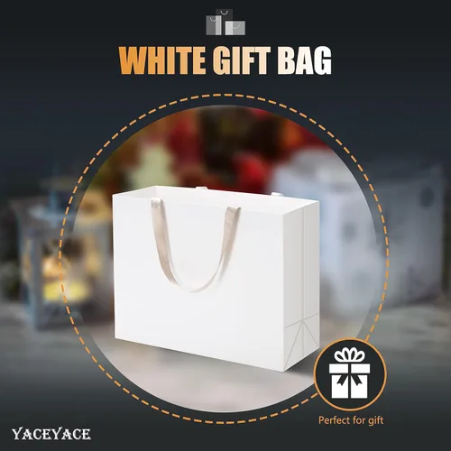 Miniatura 2 de Bolsas de papel kraft blancas extra grandes, bolsas de papel resistentes a granel, 10 unidades, 16 x 6 x 12 pulgadas Blanco