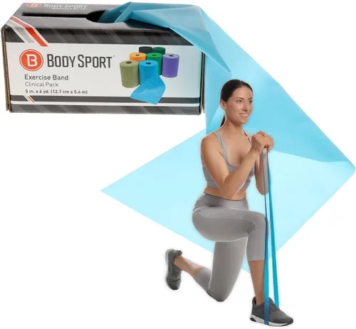 Body Sport BDS06LBL - Banda de ejercicio, 5 pulgadas x 6 yardas, azul claro, resistencia - Bandas profesionales para ejercicios de gimnasio y