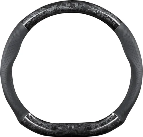 Ergocar Funda para volante de automóvil, fibra de carbono forjada tipo D y funda de cuero para volante, 14.5-15 pulgadas, antideslizante, suave,