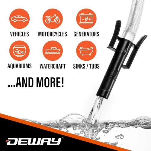 Miniatura 2 de DEWAY - Bomba automática de transferencia de combustible pequeña de 15 pulgadas con parada automática, potente alimentación por batería tipo D