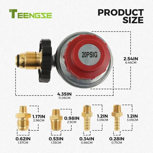 Miniatura 2 de Válvula reguladora de propano POL 0-20PSI, válvula de servicio de tanque POL LP ajustable de alta presión, NPT de 1/4 pulgadas y conexión macho