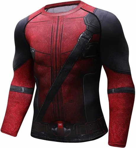 Miniatura 3 de Red Plume Camiseta deportiva de compresión de manga larga para hombre, ajuste delgado, para entrenamiento, para correr, camiseta de rendimiento