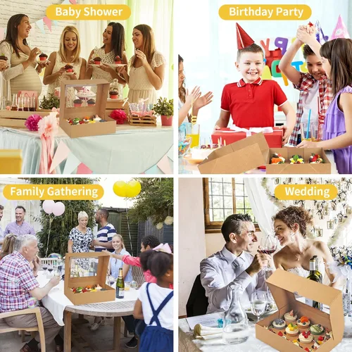 Miniatura 4 de Svalor Cajas para cupcakes, 12 unidades, paquete de 2 recipientes desechables para cupcakes, portador de cupcakes de grado alimenticio con ventana e