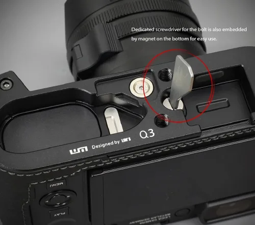 Miniatura 5 de LIM'S Genuino Italia cámara de cuero medio caso metal agarre placa cola de milano para Leica Q3 [negro]