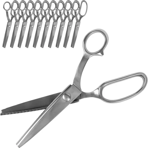 Miniatura 31 de JubileeYarn - Tijeras de entintar de grado profesional, acero inoxidable dentado de 9.5 pulgadas, color morado y naranja, 1 par