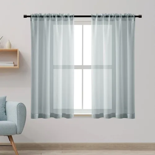 Miniatura 16 de XTMYI Cortinas negras de 48 pulgadas de largo para dormitorio, juego de 2 paneles, bolsillo para cortinero, cortinas de encaje transparentes