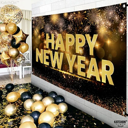 Miniatura 6 de KatchOn, Cartel de feliz año nuevo extra grande – 72 x 44 pulgadas Telón de fondo de Nochevieja 2026 para decoraciones de Año Nuevo 2026 Telón