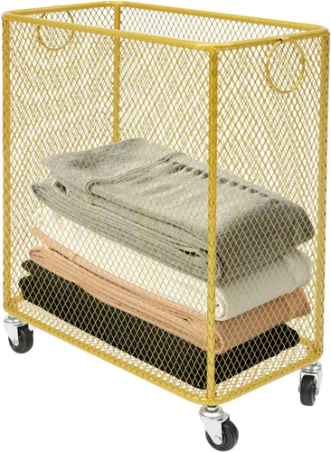 Miniatura 9 de Cesta de lavandería con ruedas, cestas grandes para ropa sucia, carrito de almacenamiento apilable con asas, organizador de alambre extraíble