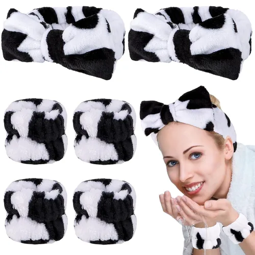 Miniatura 11 de Casoty Juego de 6 diademas de microfibra negra suave de forro polar coral, buena elasticidad, amplia aplicación para maquillaje, yoga, lectura