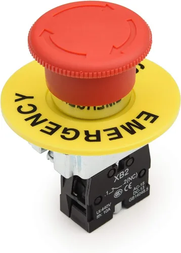 APIELE Interruptor de botón de parada de emergencia hongo rojo NC de 22 mm 600 V 10 A XB2-01ZS