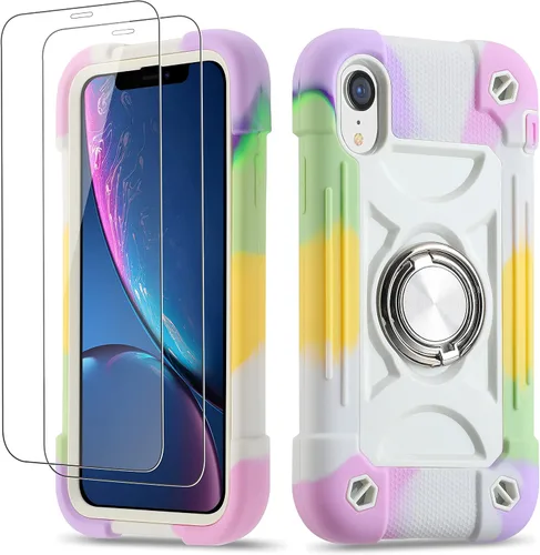 Miniatura 86 de Funda para iPhone Se3/iPhone Se2, iPhone 6/6S, iPhone 7/iPhone 8 de 4.7 pulgadas con soporte de anillo, con 2 protectores de pantalla resistentes