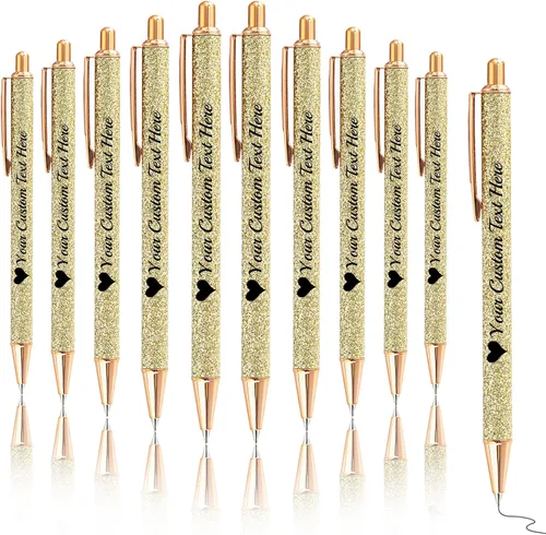 Miniatura 15 de Bolígrafos con purpurina personalizados con nombre, bolígrafos bonitos y bonitos personalizados, bolígrafos retráctiles de tinta negra, suministros