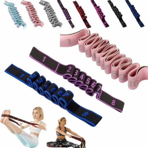 Miniatura 17 de Banda de resistencia de fitness para estiramiento y yoga, bandas de resistencia con asas para brazos, ejercicio de tirador de moda, bandas