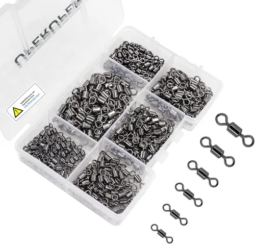 Miniatura 7 de Kit giratorio de barril de pesca, 300 piezas de acero inoxidable rodamiento conector a presión para agua salada pesca de agua dulce 2 3 4 5 6 7 Un