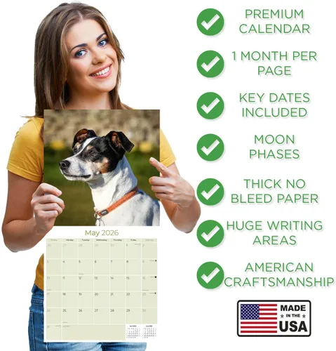 Miniatura 4 de Calendario de Rat Terrier 2025 2026 – Calendario mensual de pared de raza de perro – 12" x 24" abierto – Papel grueso que no se corre – Para regalo