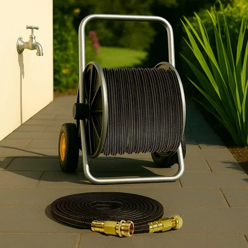 Miniatura 7 de Manguera de jardín ligera de 10 pies, manguera de agua flexible con cabeza de latón macizo, sin torceduras, manguera plegable, manguera de agua