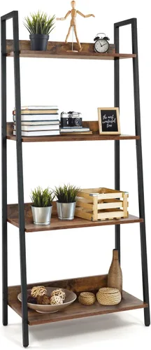 Miniatura 11 de CAPHAUS Estantería de Escalera de 4 Niveles, Estante Independiente de 24 Pulgadas de Ancho, Estantería Librero de Almacenamiento Organizador, Gris