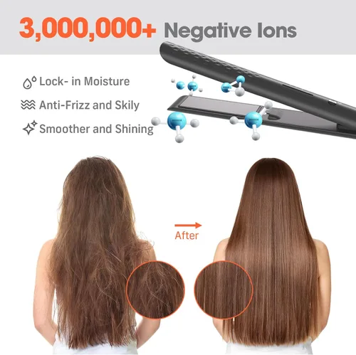 Miniatura 3 de Quico Plancha para el cabello, alisadora de cabello de viaje global de 110-240 V para mujeres, calentamiento rápido en 15 segundos, plancha plana