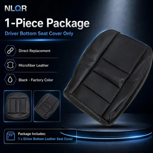 Miniatura 5 de NLQR Funda de Asiento de Reemplazo Inferior del Conductor Frontal de Microfibra de Aspecto de Cuero Negro Compatible con Ford F250 F350 F450 F550