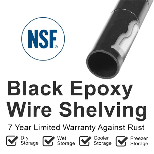 Miniatura 2 de Nexel Estantería de alambre ajustable, 4 niveles, estante de almacenamiento comercial con certificación NSF, 18 x 30 x 63 pulgadas, epoxi negro