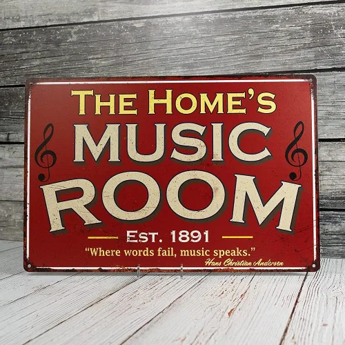 Miniatura 4 de Letrero personalizado para sala de música, letreros rojos, decoración de pared, decoración de canción, instrumento, guitarra, piano, placa