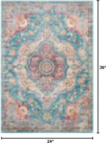 Miniatura 2 de Artistic Weavers Romaine - Alfombra vintage con medallón, 2 pies x 3 pies, celeste Azul cielo