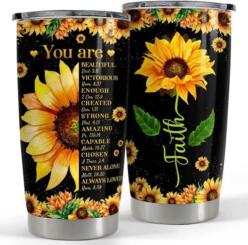 SANDJEST Vaso inspirador de 20 onzas, regalo cristiano, regalos inspiradores para mujeres, vasos con aislamiento de acero inoxidable motivacional,