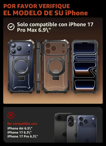 Miniatura 2 de SUPCASE Funda para iPhone 17 Pro Max con Soporte (Unicorn Beetle Grip), [Cubierta de Control de Cámara] [Compatible con MagSafe]
