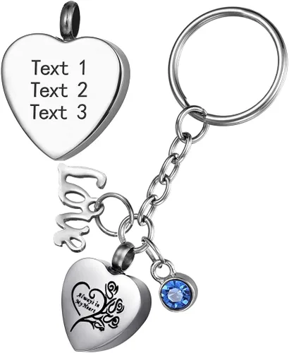 Miniatura 36 de Llavero de urna de recuerdo conmemorativo de joyería de cremación de acero inoxidable para cenizas, Acero inoxidable