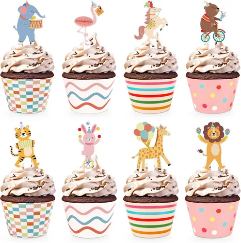 Miniatura 10 de 48 paquetes de toppers y envolturas de cupcakes de coche de carreras, decoración de pastel de fiesta de carreras con temática de carreras y cuadros