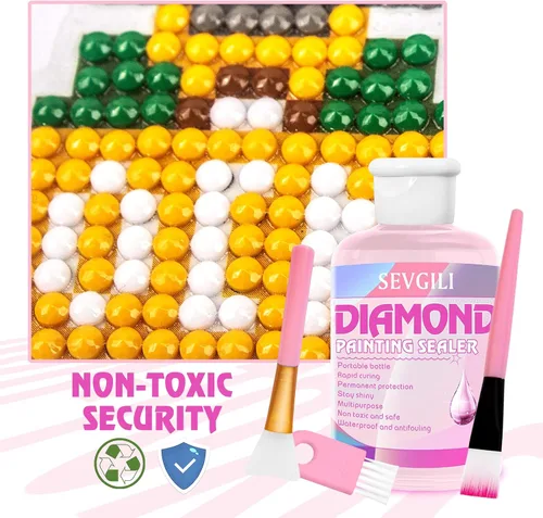 Miniatura 6 de Kit de Sellador de Pintura de Diamante Sevgili 240ML con Pinceles, Sellador y Pegamento para Rompecabezas, Accesorios y Herramientas para Pintura