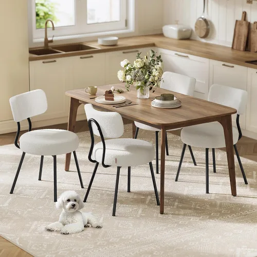 Miniatura 11 de VASAGLE Sillas de Comedor Boucle Juego de 4, Sillas Tapizadas de Cocina y Comedor con Respaldo Curvado y Marco de Acero, Modernas de Mediados