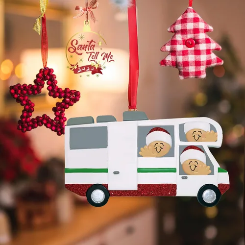Miniatura 5 de Adorno de Navidad familiar personalizado para caravana 2025 – Decoración personalizada para caravana, autocaravana o remolque de viaje – Regalo